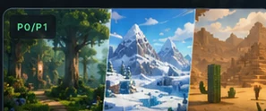 Original editorial illustration of a route from forest through snow to desert