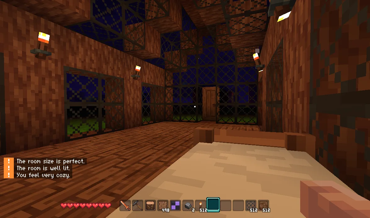 Official Allumeria in-game screenshot of a furnished bedroom with a bed and room comfort status